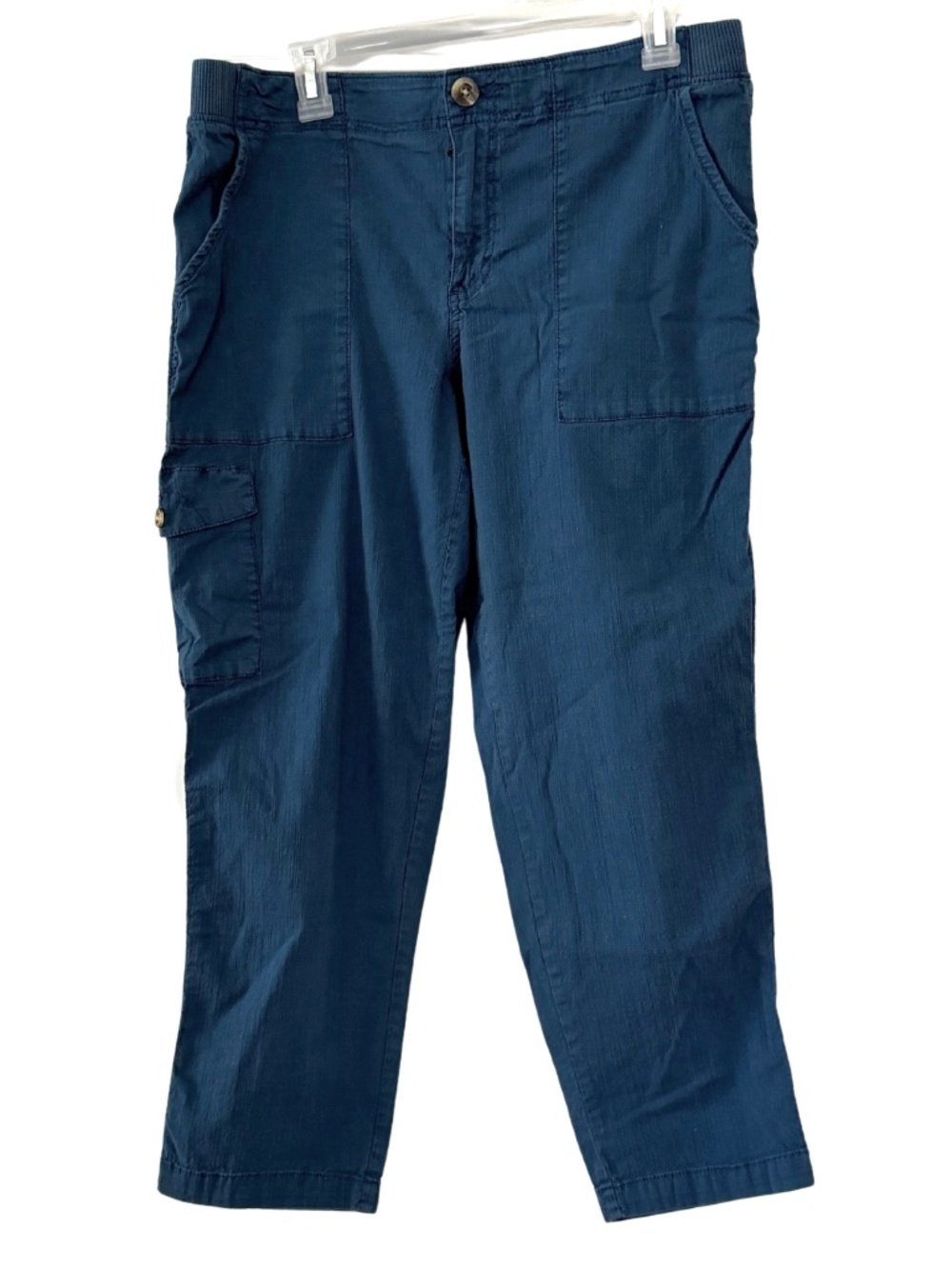 Women’s Sonoma Denim Blue Linen Cargo Cropped Pants size 12